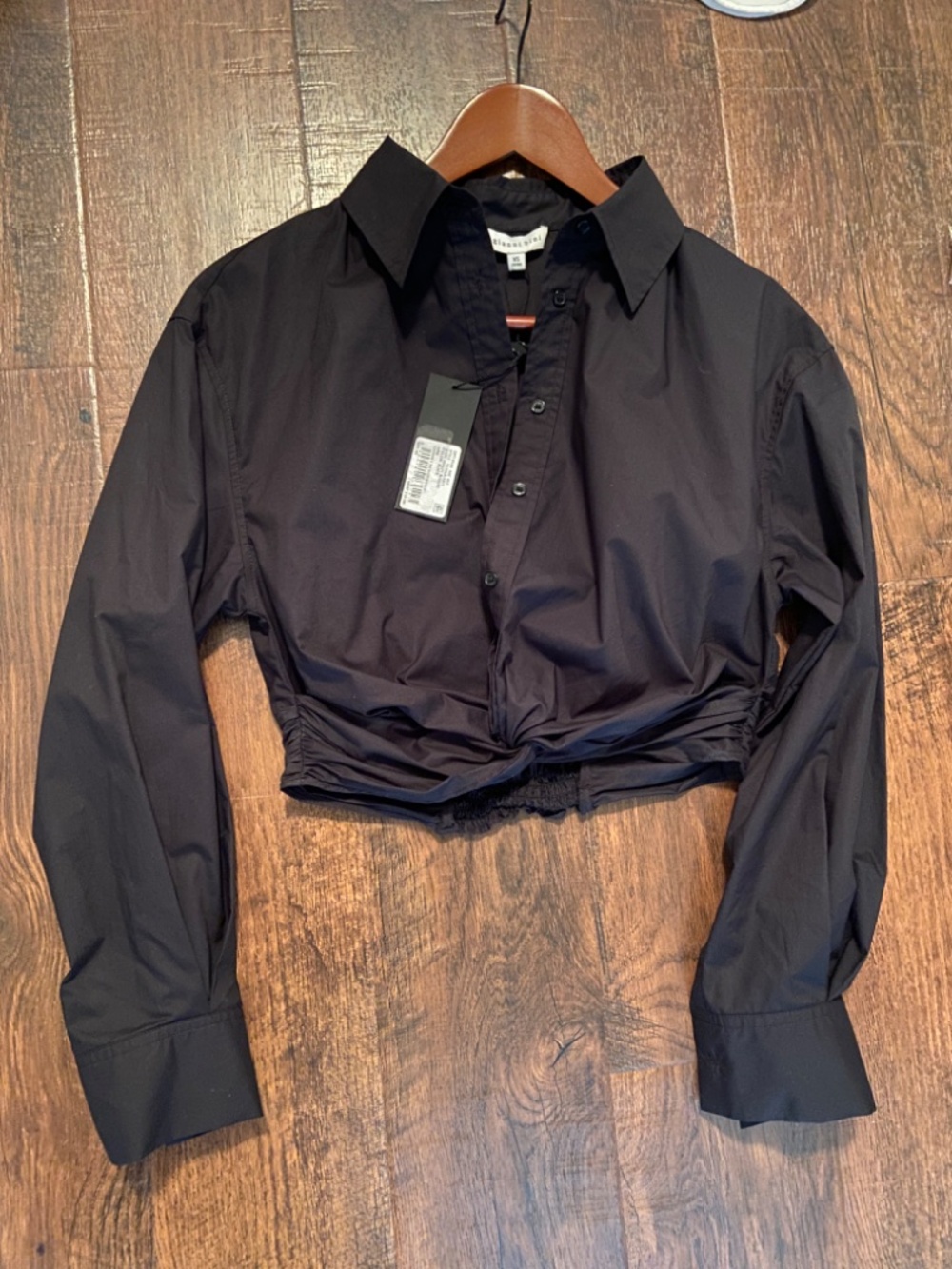NWT GIANNI BINI Long sleeve Shirt Top Blouse  Cropped Sz XS/S Cotton